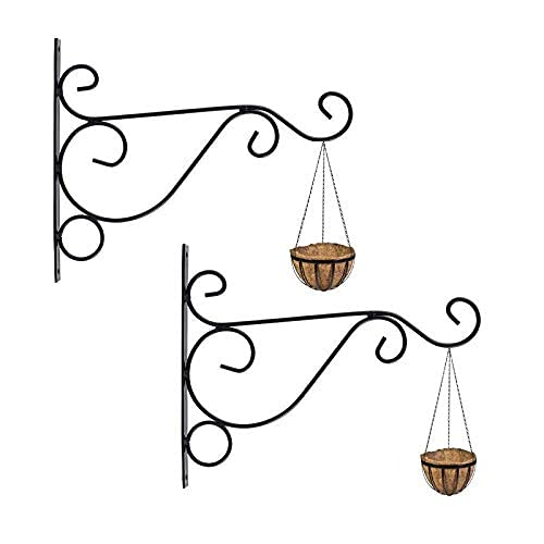 MFS Craft World 36 Model 2 pcs Hanging Plant Bracket, Wall Plant Hanger Outdoor Decorative, Wrought Iron Plant Hooks for Bird Feeders, Planters, Lanterns, Black-image-25