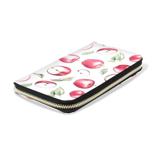Long Wallets Leather Bifold Wallet for Women Apples Fruits with Zipper Credit Card Holder Large Capacity4