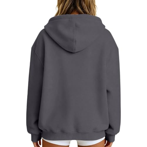 HswsEJ Womens Quarter Zip Pullover Oversized Fleece Half Zip Hoodie - image 2