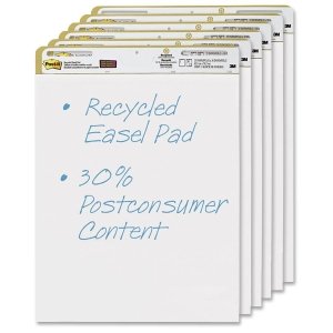 3M Easel Pad, Recycled, 30 Sheets, 2Pd/Pack, White