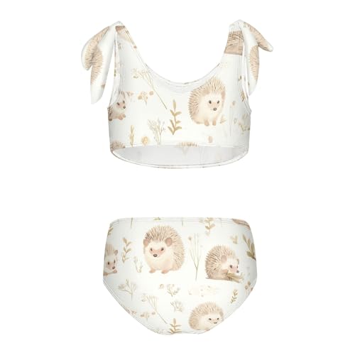 Cute Watercolor Hedgehogs Girls 2 Piece Kids Bikini Set Quick-Dry Swimsuits Swimming Suits Adjustable Strap2