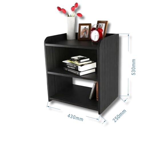 Image of MATTERHORN Engineered Wood Bedside Table, End Table, with Shelfs for Storage (DIY, 53 x 43 x 25cm,MOBT-93102 Almond Beige)