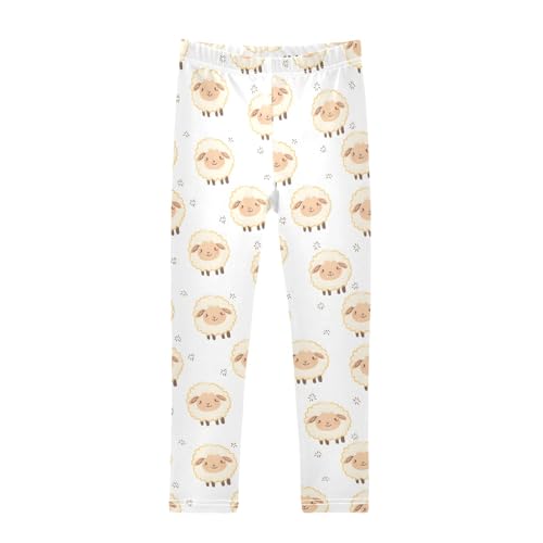 Cute Soft Sheep Pattern Girls Leggings Soft Comfortable Athletic Leggings Dancing Pants for 4-10 Years