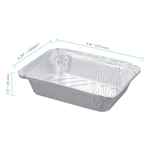 CHIHEUNG 60 Stück Aluschalen mit Deckel 1100ml, Rechteckige Aluminium Behälter, Hitzebeständige Grillschalen Groß, Alu Lebensmittelbehälter für Backen, Grillen, Kochen, 21,5x16x5cm