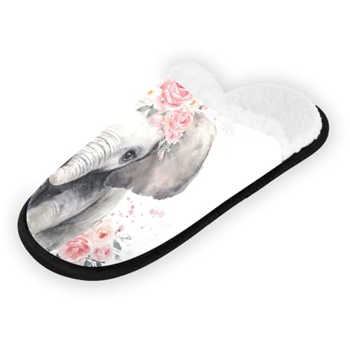 Cartoon Cute Elephant White Slippers For Women Men Soft Memory Foam Non-Slip Animal Winter Indoor House Shoes Travel Slipper2