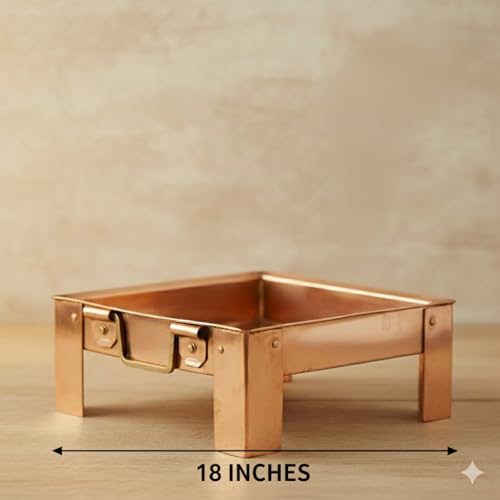 Image of Copper Hawan Kund for Home Pooja | ASHT Kamal Design Havan Kund | Premium Copper Homa Kundam for Havan & Homam Rituals. (18 INCHES)