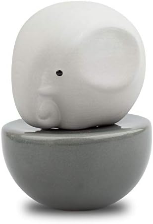 Lively Breeze Little Elephant, Diffusers for Essential Oils and Aromatherapy Fragrance, Non-Electric Ceramic, Ceramic Diffusers in Car, Ceramic Diffuser for Bathroom and Desk Office Decor, Grey Vase