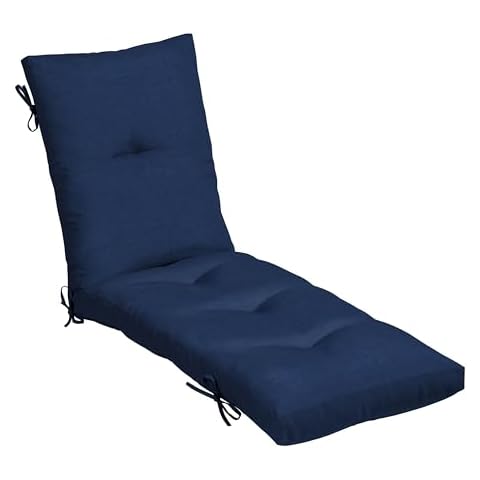 Arden Selections Outdoor Plush Modern Tufted Chaise Cushion, 76 x 22, Water Repellent, Fade Resistant, Tufted Cushion for Chaise Lounger 76 x 22, Sapphire Blue Leala Cover