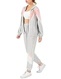 Terecey Damen Sportanzug Set Langarm Winter Jogginganzug Baumwolle Freizeitanzug Trainingsanzug Kapuzenjacke Sporthose Frauen Tracksuit