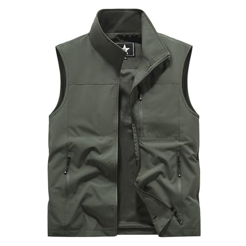 Camiseta elástica sin Mangas de Hombre con Bolsillo Práctico y Cremallera