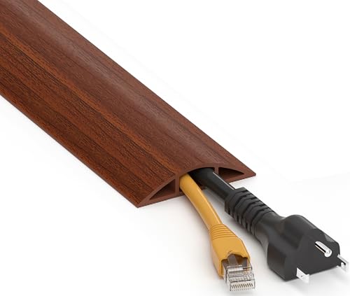 6ft Brown Walnut Floor Cord Cover & Cable Protector