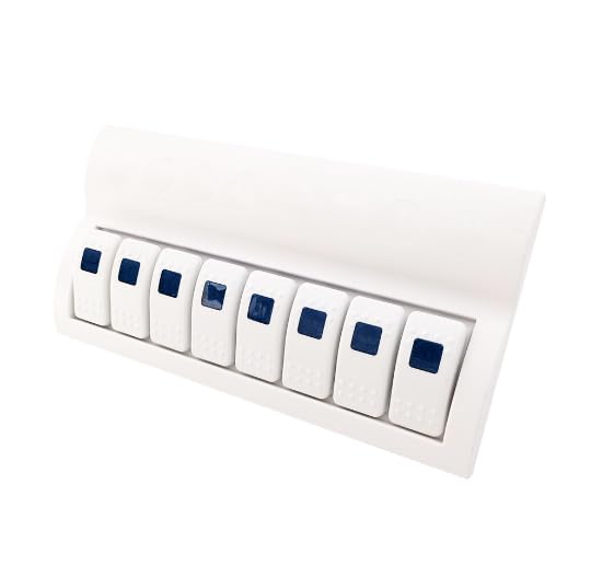 ISURE MARINE Waterproof White 8gang Marine Boat Caravan Blue LED Rocker Switch Panel