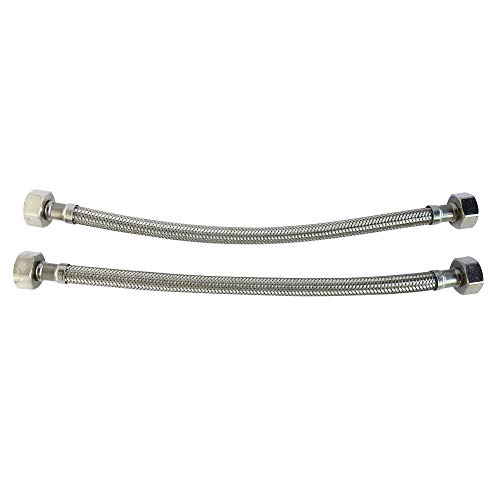 Somatherm FP985-22 2 x FF Stainless Steel Hoses 15 x 21 50 cm, Grey, Gray, 500mm- DN8