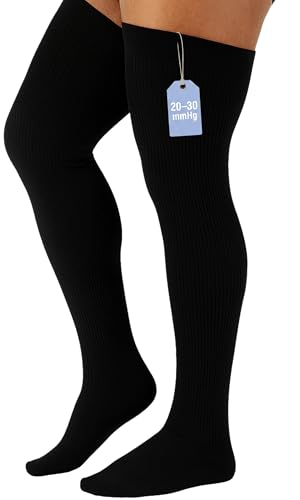 Mens 2030 mmHg Compression Thigh High Medical Support Long Socks for Circulation Swelling and Varicose Veins Firm Graduated Compression Stay-Up Silicone Band 2X-Large - 3X-Large