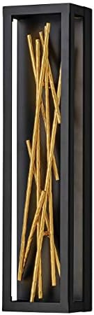 Fredrick Ramond Styx Large LED Sconce - Modern Glam, Open Frame, Integrated LED Included - Black with Gilded Gold Accents