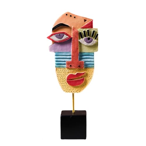 Zyqixluk Figura De Cara Abstracta, Escultura De Resina De Estatuas Artesanales, Figuras De Arte De Arte Africano Decoraciones, para Oficina, SalóN, Comedor DecoracióN del Hogar,A4