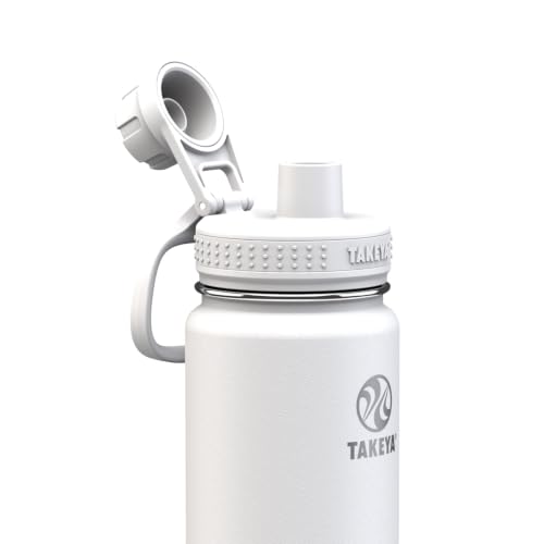 Image of Takeya Actives Stainless Steel Water Bottle, Insulated Spout Lid, Keeps Drinks Cold 24 Hrs, Leakproof, Durable, Dishwasher Safe, Ideal for Gym, Travel, Fits Most Cup Holders, 24 oz /Arctic