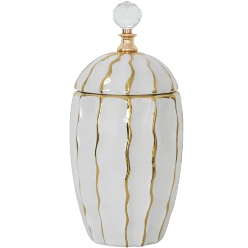 Modern white ceramic decorative jar with lid and storage function, making the desktop more beautiful and simple (Large)