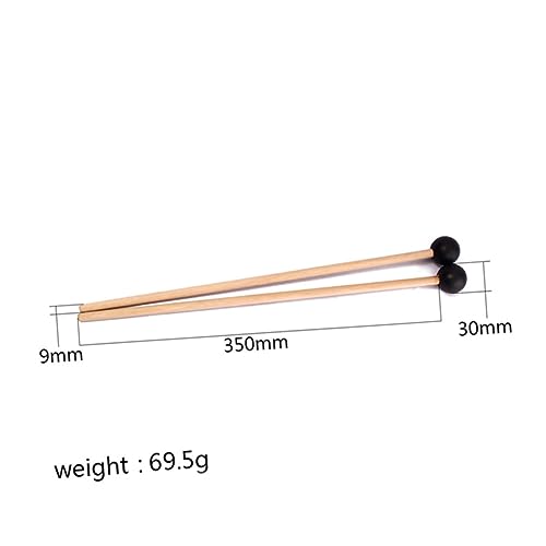 Par de baquetas de madera con cabeza de goma para batería miniatura 4