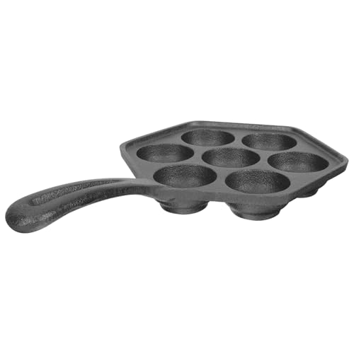 OFFSCH Olla De Pulpo Molde Para Hornear Bolas De Pulpo Miniplancha Moldes Para Fritos Cacerola Pinzas Para Caracoles Sartén Bandeja Para Cocinar Caracoles Wok Hierro Fundido Black