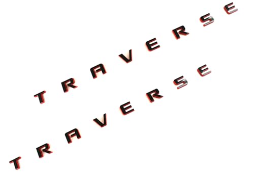 Image of 2Pcs Door Emblem 3D Letters Badge Nameplate Sticker Decals Replacement for 2018+ Traverse (Redline), EI-SilveCutom#2