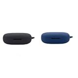 2 Pack DAYJOY Soft Silicone Protective Case Cover Compatible with 1More Fit SE S30 Earbuds&comma; Protective Skin Sleeve with Key Chain &lpar;Black&plus;Blue&rpar;
