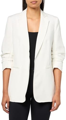 Anne Klein Womens Linen Notch Collar Jacket W Rouched Slee