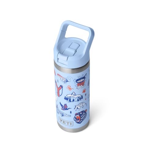 Image of YETI Rambler 18 oz Bottle, Vacuum Insulated, Stainless Steel with Color Matching Straw Cap, Big Sky Summer Camp