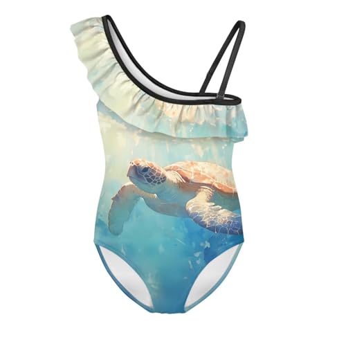 Image of Girls Swimsuit One Piece Ruffle Swimsuit Non-Slip Straps UPF 50+ for Girls Size 3-14 Years