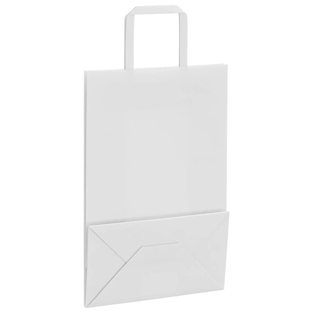 Papierowe torebki z papieru typu kraft, białe, 21 x 11 x 31 cm, z papierowymi uchwytami linowymi, 250 sztuk, torba do przenoszenia, opakowanie na prezent na imprezę, uroczystości, urodziny