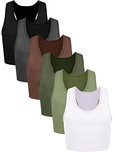 Image of Geyoga 6 Pieces Girls Dance Tank Top Racerback Crop Top Sleeveless Dance Outfit for Ballet Hip Hop Athletic Wear