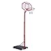 HOMCOM Canasta de Baloncesto con Altura Ajustable de 210-260 cm con Soporte Metal y Base Rellenable para Niños y Adultos Rojo