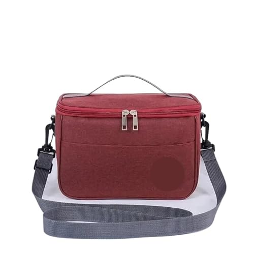 HNULGVI bolsa de mano con aislamiento Bolsa de almuerzo portátil, caja térmica for alimentos, impermeable, for oficina, con correa for el hombro, estuche aislante y calentador(Red)