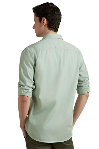 Image of Louis Philippe Men's Cotton Slim Fit Over Dyed Color Depth Comfortable and Durable Soft Handfeel Full Sleeve Solid Casual Shirt