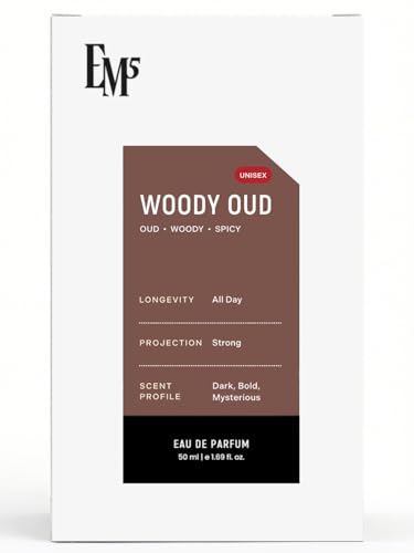 Image of EM5 Woody Oud Unisex EDP Perfume Spray for Men & Women | Woody Oud Spicy Fragrance | Day & Night Spray | Strong and Long Lasting Perfume.