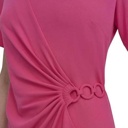Image of DKNY Women's Short Sleeve Jewel Neck Sheath Mini Dress