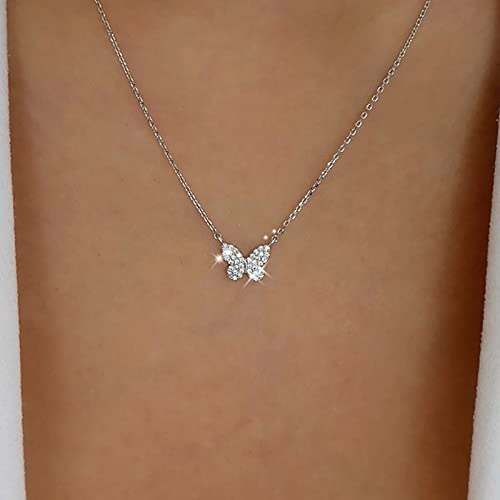 TseenYi Collier Ras Du Cou Papillon Pendentif Mini Chaîne CZ Étincelante Bijoux Pour Femmes Filles Cadeaux