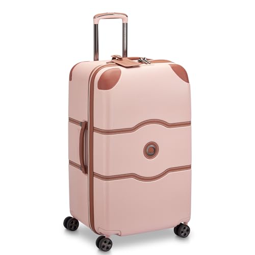 Image of DELSEY PARIS Chatelet Air 2.0 Checked Luggage Trunk 26 Inch, Hardside Polycarbonate Suitcase, Dual-Density Spinner Wheels, TSA Lock, Blush Pink