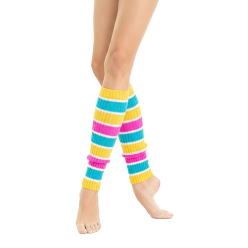 Image of v28 Women Warm Leg Warmers 80s Retro Party Costume Knit Ballet Neon Long Socks