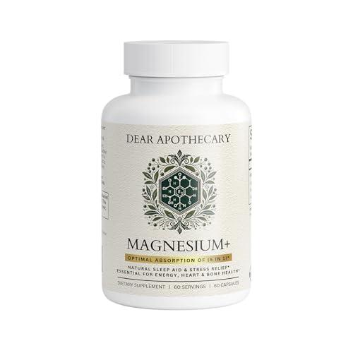Magnesium Complex with 5 Forms - Citrate, Glycinate, Malate, Oxide, Aquamin (Hydroxide) Dear Apothecary - 60 Capsules | 100% Chelated & Purified, 3rd Party Tested, Non-GMO & Gluten Free