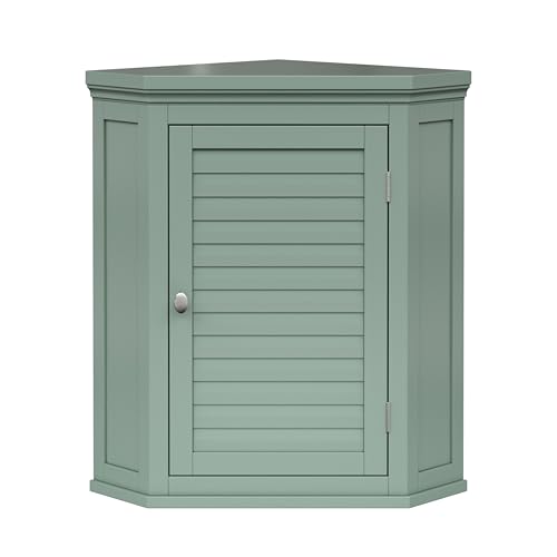 Teamson Home Armario Esquinero de Pared Glancy Verde Salvia Puerta Persiana