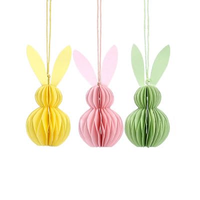 Gisela Graham Pastel Honeycomb Bunny Decorations - set of three