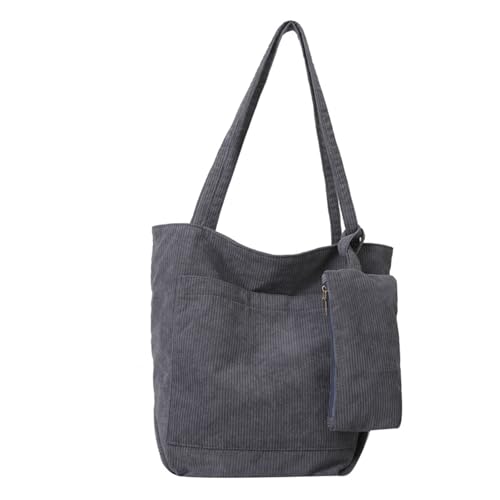 Corduroy Tote Bag Set with Small Pouch Large Capacity Shoulder Purse for Women Vintage Corduroy Tote Bag With Matching Purse