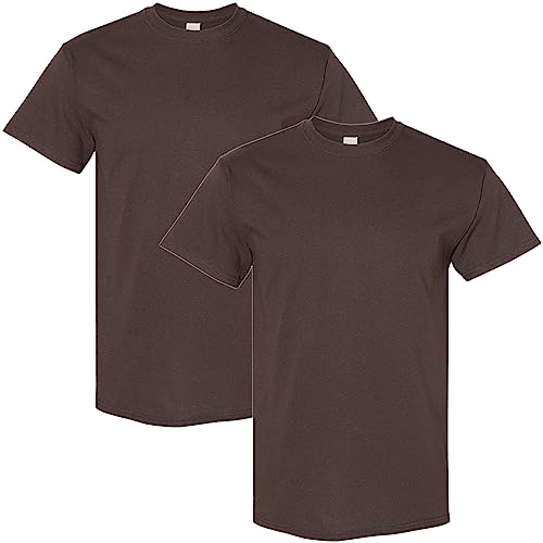 Gildan Men's Heavy Cotton T-Shirt, Style G5000, Multipack, Dark Chocolate (2-pack), Medium