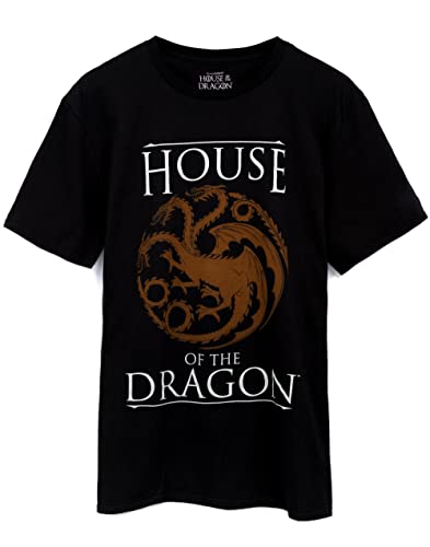 Game Of Thrones House of The Dragon Camiseta para Hombres Logo del Logo Negro M