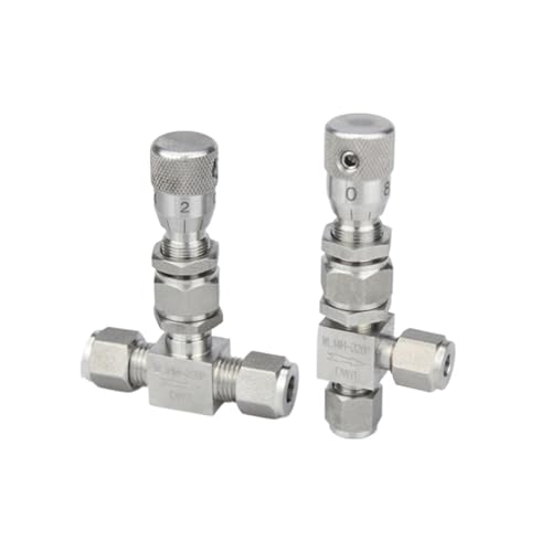 Vanne à pointeau droite en acier inoxydable 316L avec raccords à compression pour tubes - 3