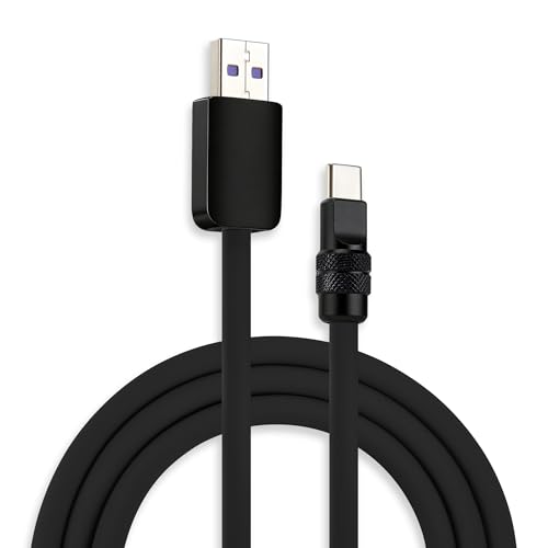 Image of chubbycable Chubby 2.0 Fast Charging Cable Durable Soft Silicone USB C Cable 120W Extra Thick Phone Charger Cord Data Transfer Cord, Black+Black, USB-A to Type-C, 19.6 FT