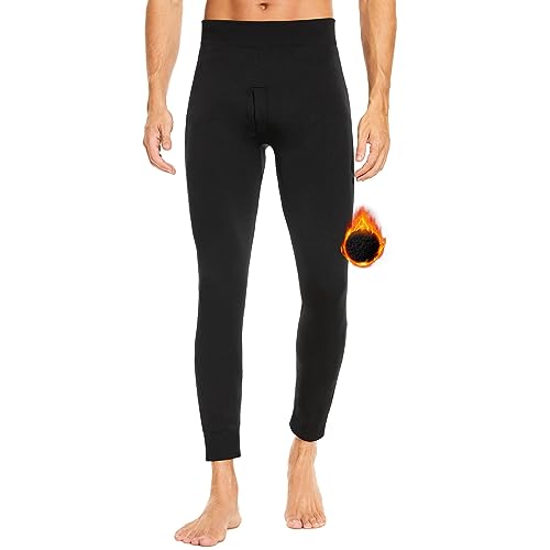 Caleçon long thermique pour homme SIMIYA, legging polaire d'hiver à taille élastique.