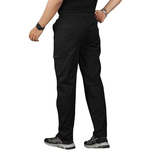 Image of Unisex 100% Cotton Cargo Pants for Men & Women | Multi Pocket Utility Combat Trousers | Regular Fit | Breathable Durable Fabric | Casual Travel Outdoor Wear | Color Dark Grey | Size (30-40)