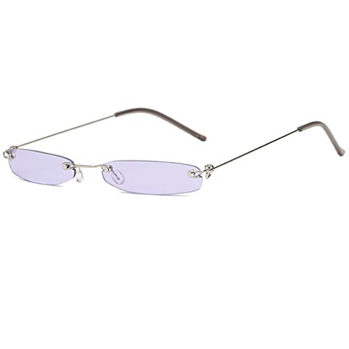 Armear Fashion Rimless Narrow Small Rectangle Sunglasses Clear Colored Lens Yellow Tinted thumb #3